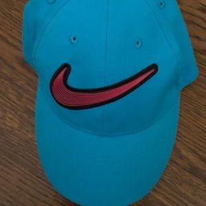 Nike toddler neon blue and pink ball cap